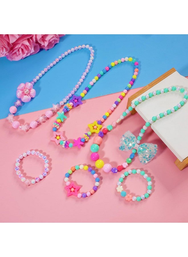 بينك شيب مجوهرات كلاسيكية للأطفال، 6 مجموعات من القلائد والأساور المصنوعة من الخرز للبنات، حقائب هدايا للبنات (كلاسيكية) - Image 4