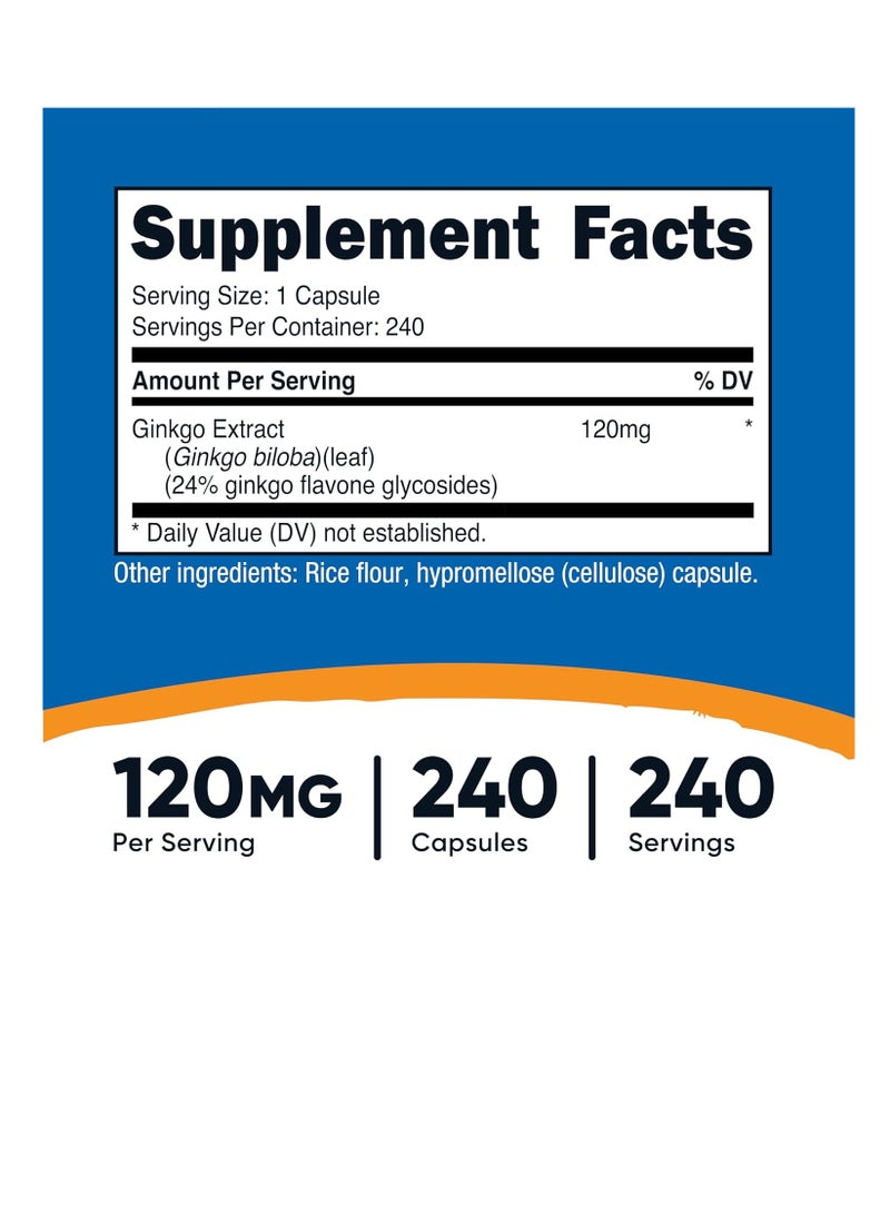 Nutricost Nutricost Ginkgo Biloba 120mg, 240 Capsules - Extra Strength Ginkgo Biloba Extract - Gluten Free & Non-GMO  - Image 2