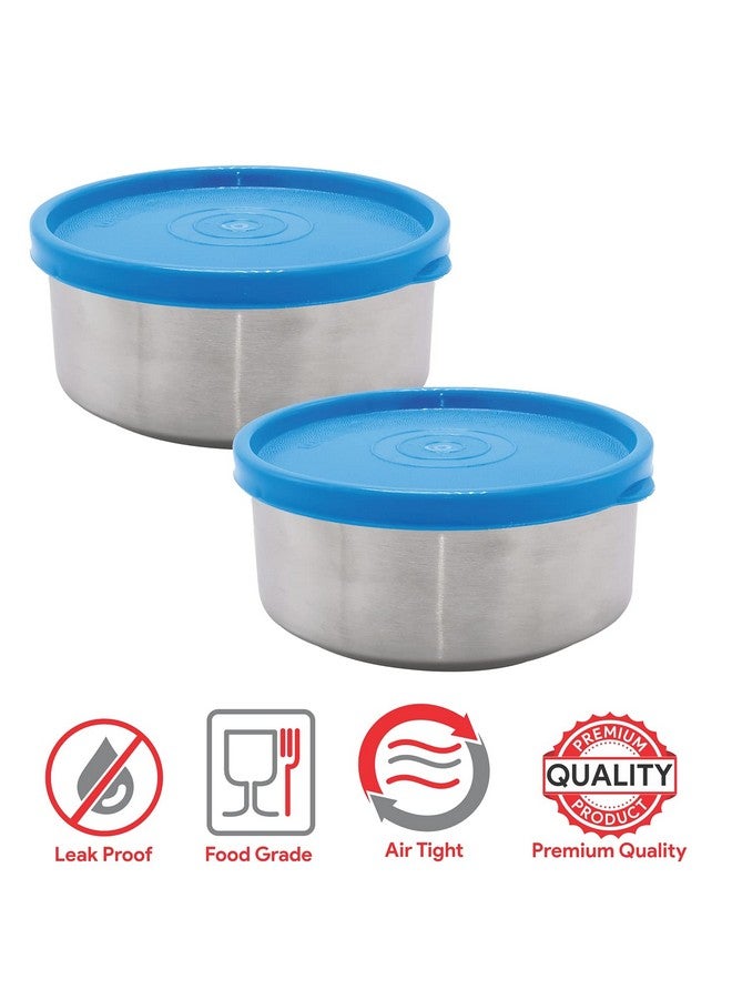 Wonder Chroma 600 Airtight Leakproof Stainless Steel Container, 600 ml, 2 Piece, Blue - Image 3