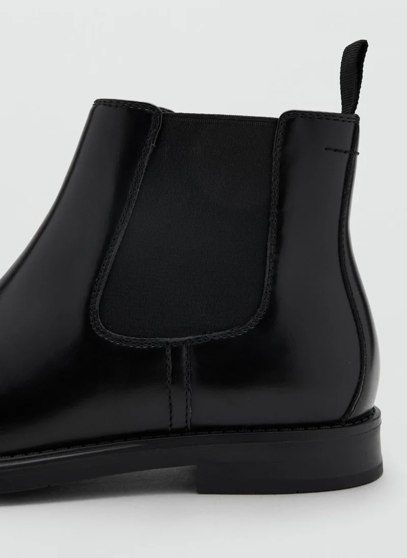 Mango Man Leather-effect chelsea ankle boots