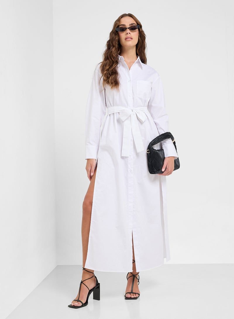 جينجر فستان بحزام وكسرات - Image 1