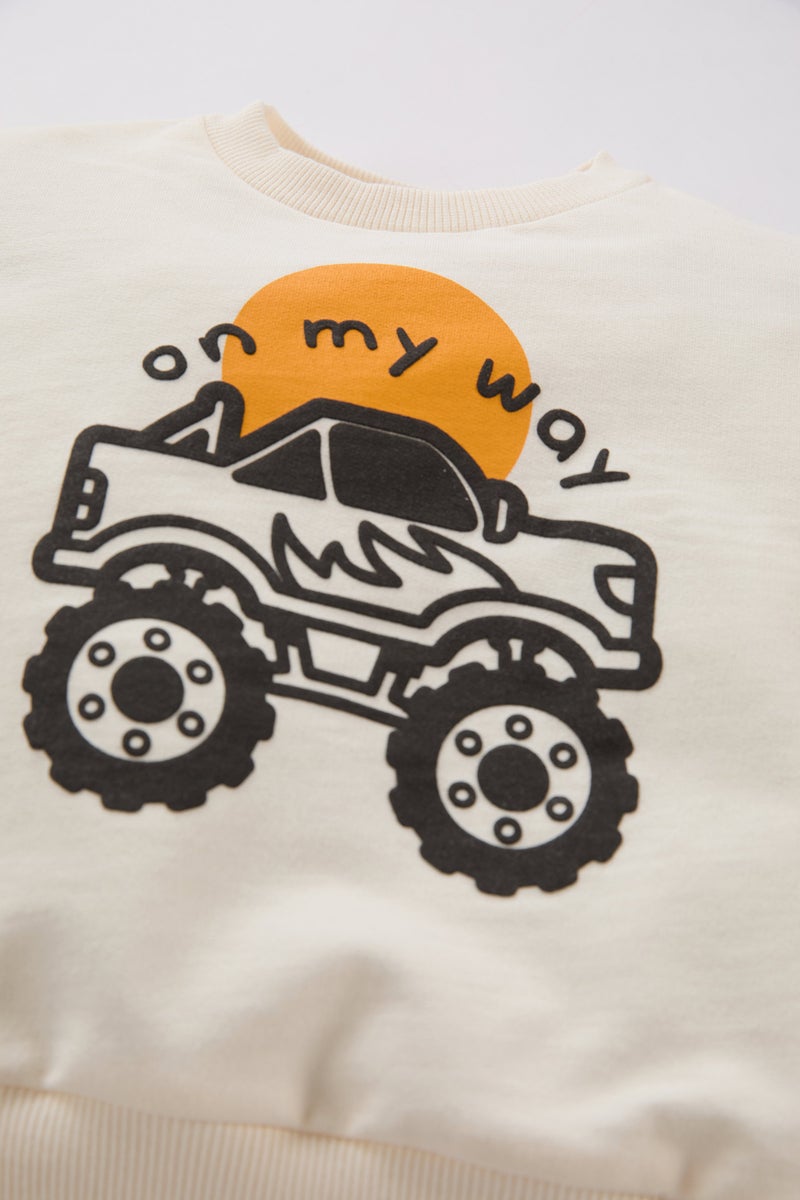 DeFacto Baby Boy Vehicle Printed Sweatshirt Sweatpants 2 Piece Set - Image 3