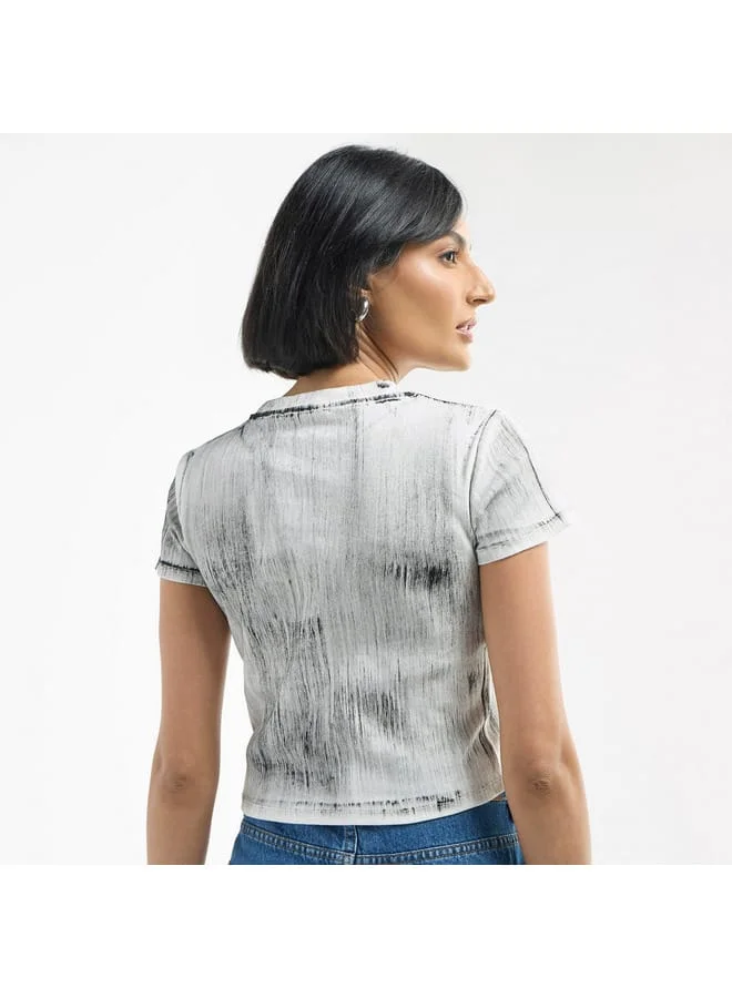 Splash FAV All-Over Print Crew Neck T-shirt with Short Sleeves