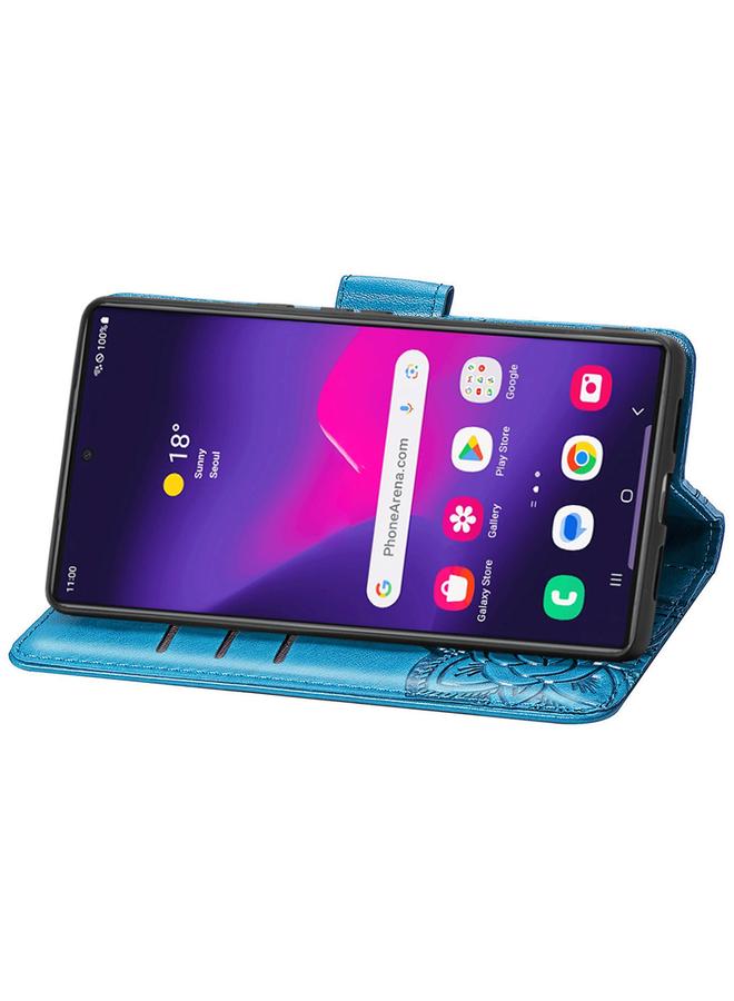 اس-توب جراب لهاتف Samsung Galaxy S25 Ultra 5G جراب هاتف من الجلد المنقوش بنقشة زهور الحب على شكل فراشة - Image 4