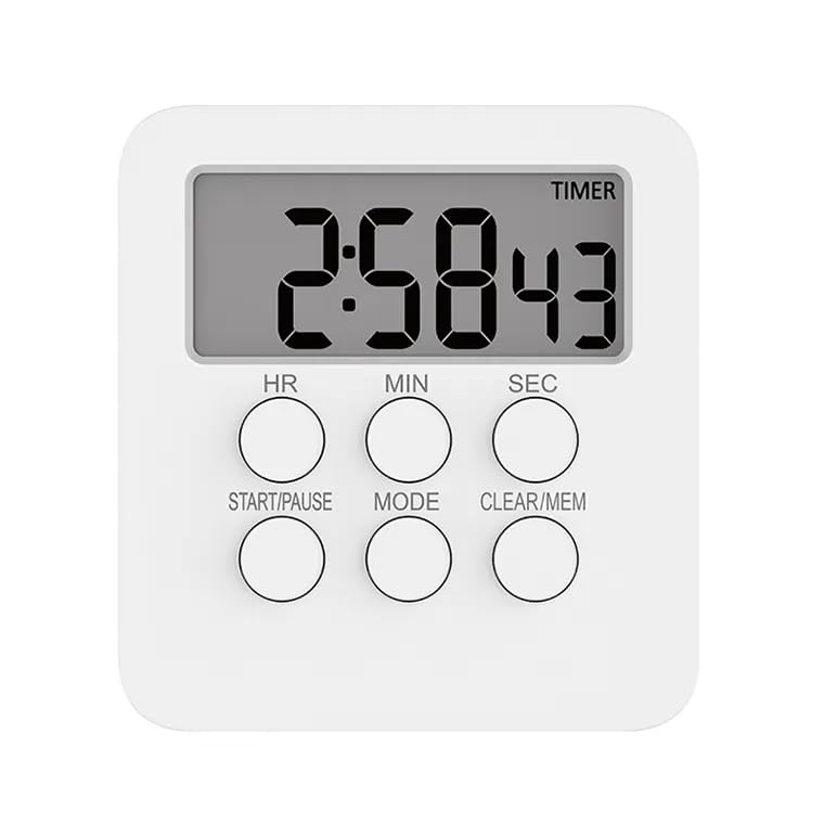 P Plus Fire Multifunctional Large Screen Timer with Clock for Kitchen Baking Time Management for Students 3 in 1 Timer with MuteLoud Alarm Switch Desk Timers for Teacher Kids White Pack of 1 - Image 1