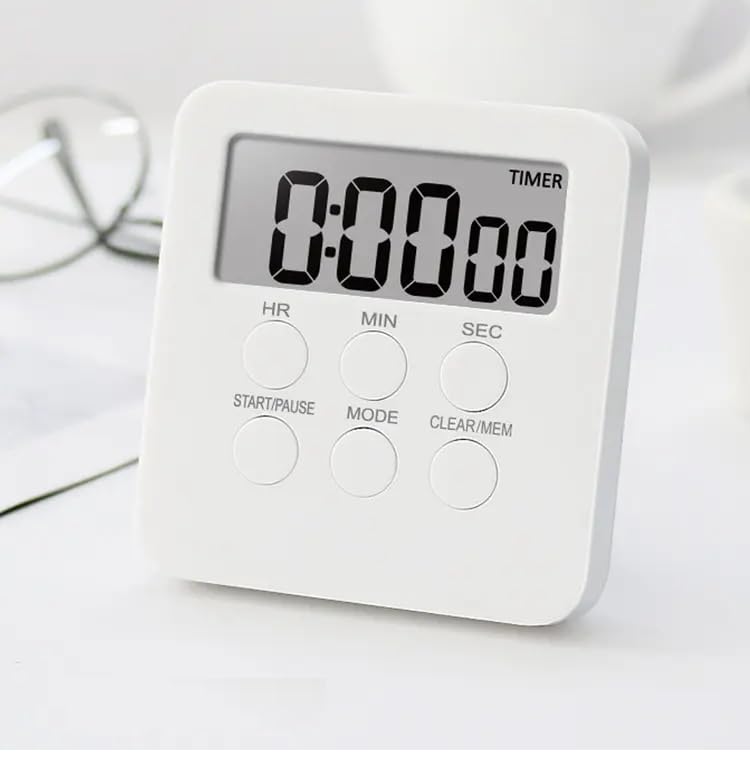 P Plus Fire Multifunctional Large Screen Timer with Clock for Kitchen Baking Time Management for Students 3 in 1 Timer with MuteLoud Alarm Switch Desk Timers for Teacher Kids White Pack of 1 - Image 5