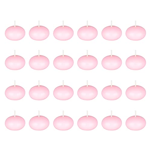 Mega Candles 24 pcs Unscented Pink Floating Candles, Hand Poured Wax Candle 1.5 Inch Diameter, Home Décor, Wedding Receptions, Occasions, Festivities, Events, Meditations, Relaxation, Spas - Image 1