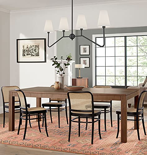 Electro bp;47" W 4-Light Linear Kitchen Island Lighting Fixture Classic Chandeliers Matt Black with White Linen Shades for Dining Room,E12,160W; - Image 5