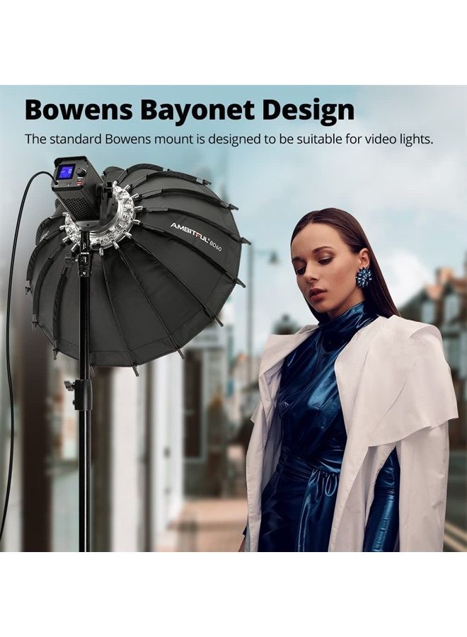 AMBITFUL 23.6''/ 60cm Studio Silver Wide Angle Beauty Dish Honeycomb Grid Bowens Mount for for Photography Studio Flash Head and Monolight - Image 5