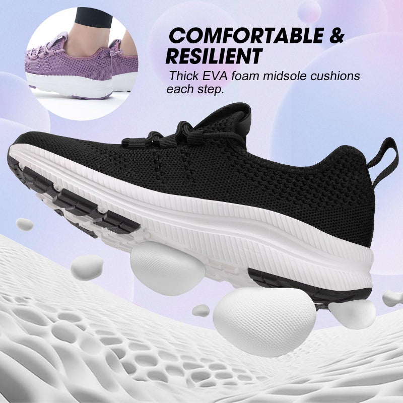 ZOVE Wide Toe Box Shoes Women Extra Wide Width Sneakers Ultra Light Road Running Shoes Non-Slip Tennis Sneakers Breathable Walking Athletic 8803 Black 38 - Image 4