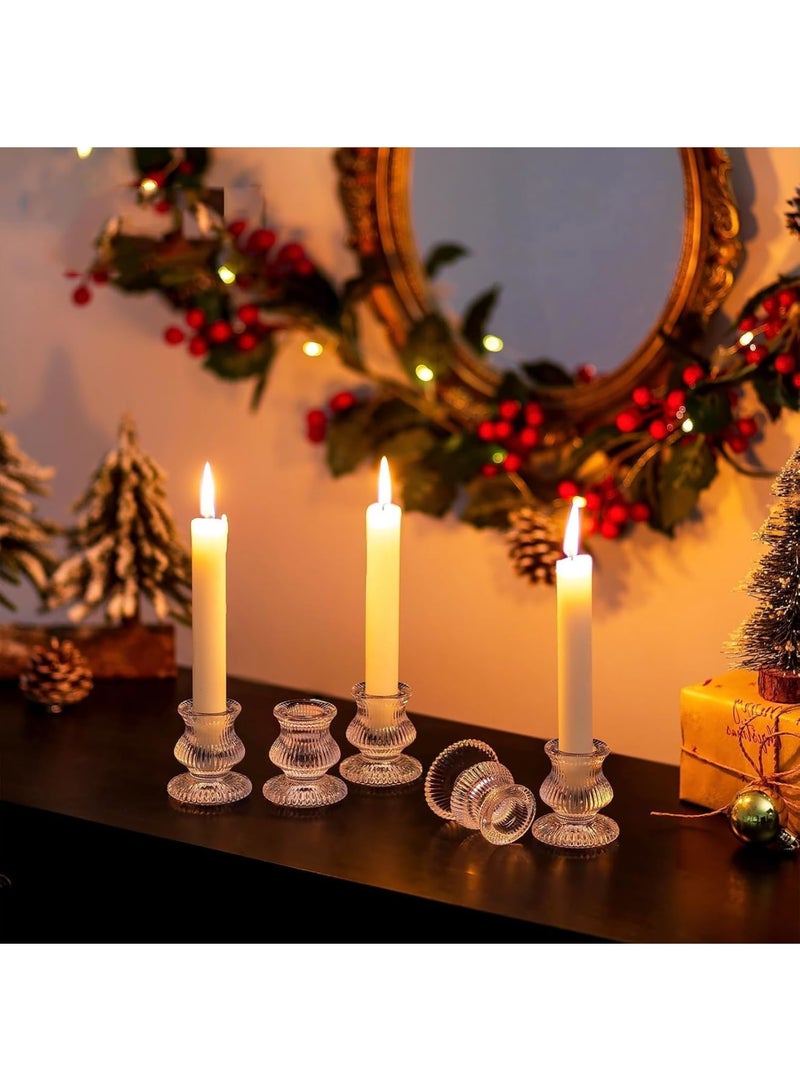 Excefore Glass Taper Candle Holders, 10PCS Clear Candle Holder Candlestick Holders, Crystal Ribbed Candle Sticks Holder Decor for Table Centerpiece Wedding Advent Wreath  s Thanksgiving Dinner - Image 2