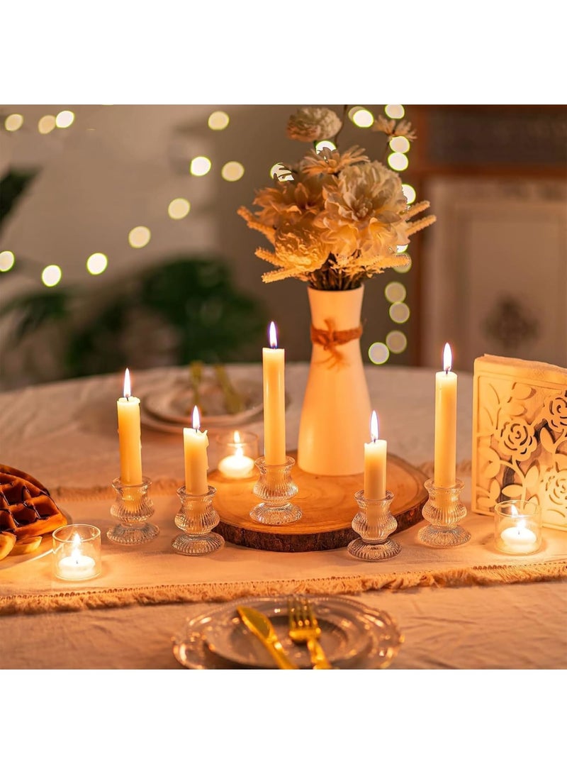 Excefore Glass Taper Candle Holders, 10PCS Clear Candle Holder Candlestick Holders, Crystal Ribbed Candle Sticks Holder Decor for Table Centerpiece Wedding Advent Wreath  s Thanksgiving Dinner - Image 3