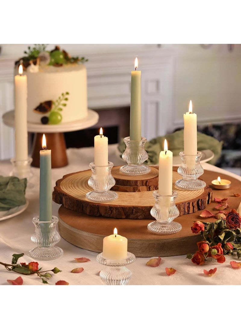 Excefore Glass Taper Candle Holders, 10PCS Clear Candle Holder Candlestick Holders, Crystal Ribbed Candle Sticks Holder Decor for Table Centerpiece Wedding Advent Wreath  s Thanksgiving Dinner - Image 4