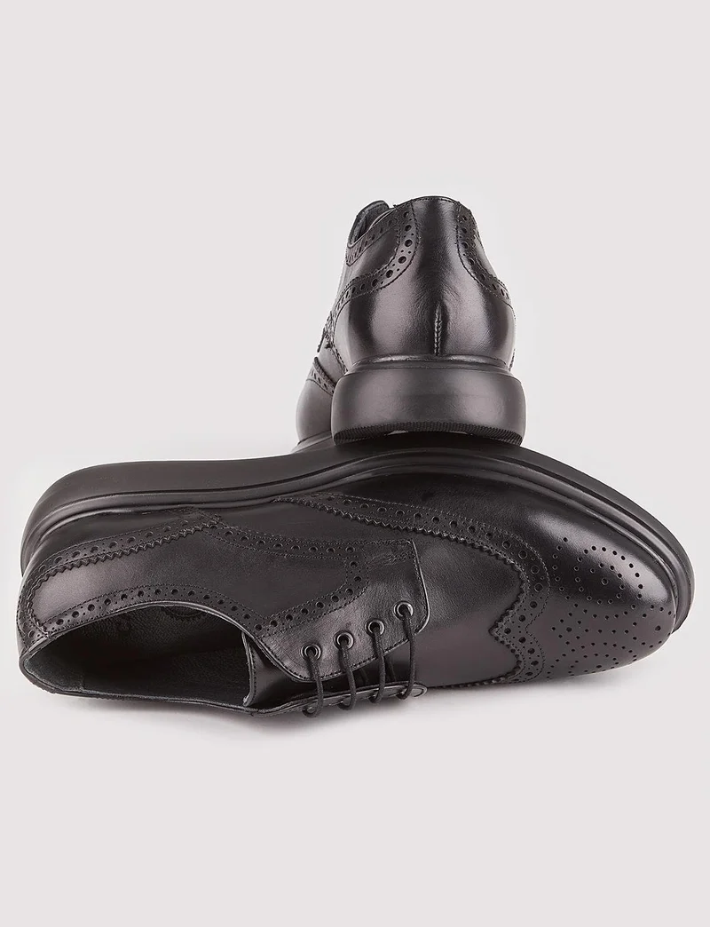 Cabani Genuine Leather Black Lace-Up Gel Insole Men's Casual Shoes