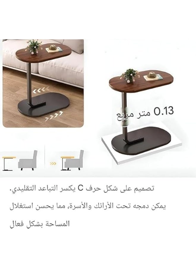 Modern Side Coffee Table Compact Living Room Accent Furniture Wooden Top Metal Stand Sofa Bedside Snack Laptop Holder Minimal Design Space Saving Home Decor Use (White) - Image 3