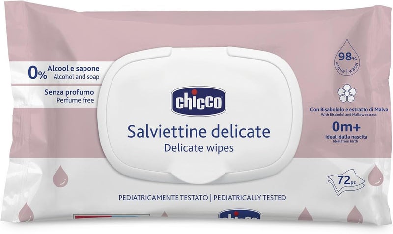 Chicco Delicate Baby Wipes - Alcohol Free, 864 Count, Ideal for Sensitive Skin - Image 1
