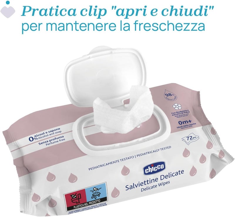 Chicco Delicate Baby Wipes - Alcohol Free, 864 Count, Ideal for Sensitive Skin - Image 3