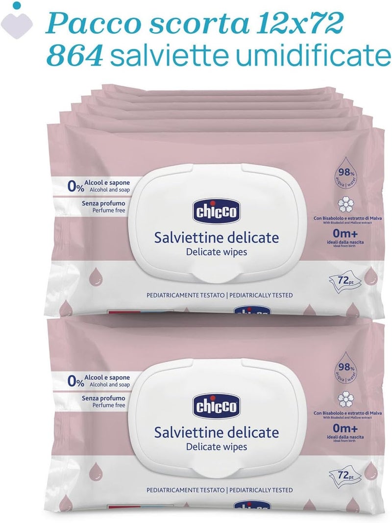 Chicco Delicate Baby Wipes - Alcohol Free, 864 Count, Ideal for Sensitive Skin - Image 2