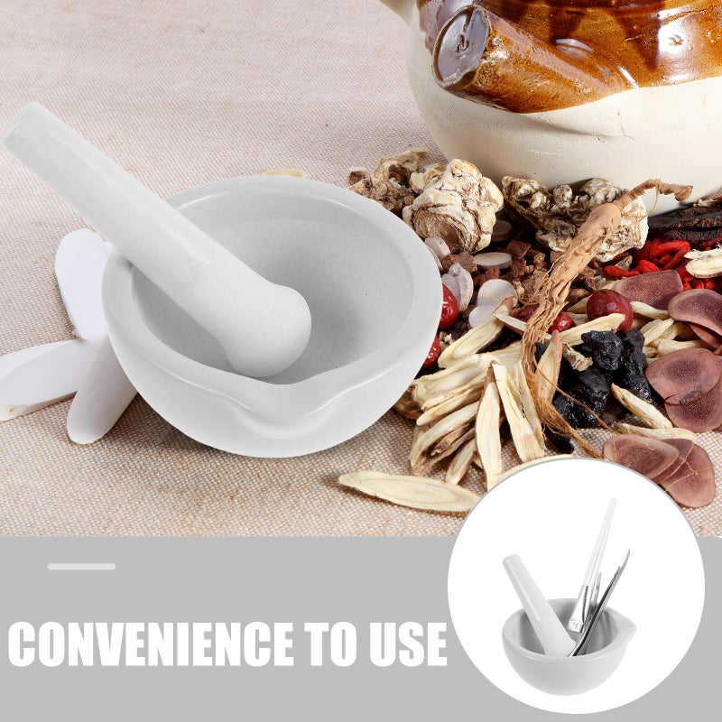 1 Set Mortar And Pestle For Kitchen: Spice Mixing Garlic Masher Tool - Ceramic Mixing Mortar - Science Lab Apothecary Bowl - Image 5