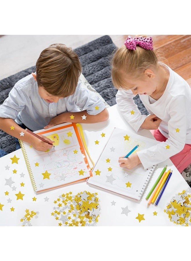 100 PCS Glitter Star Foam Stickers,Gold and Silver Foam Stars Shape Stickers Self Adhesive,Large&Small Sticky Stars for Kid's Arts Posters Craft Supplies Scrapbooks kids Reward Home Decor Christmas - Image 5