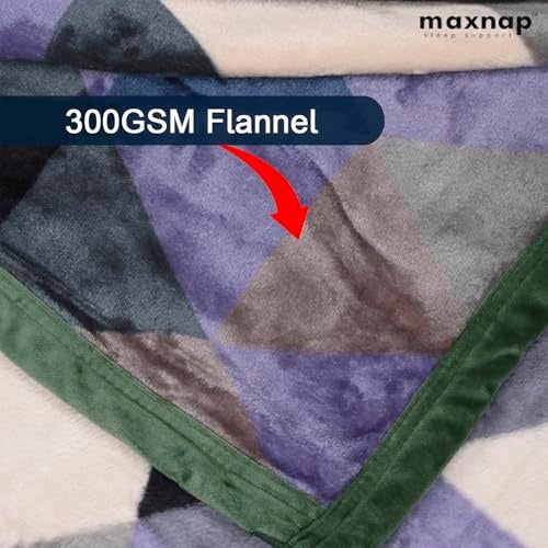 MAXNAP Cloudrest - Blue Triangle Pattern All-Weather AC Blanket for Double Bed – 300 GSM Ultra Soft, Lightweight & Breathable – 220x240 cm, Ideal for Year-Round Use - Image 3