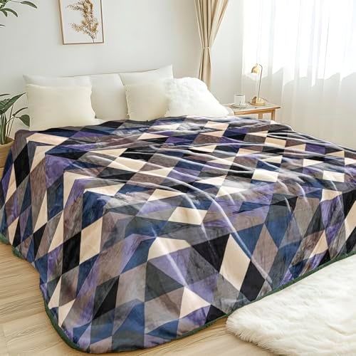 MAXNAP Cloudrest - Blue Triangle Pattern All-Weather AC Blanket for Double Bed – 300 GSM Ultra Soft, Lightweight & Breathable – 220x240 cm, Ideal for Year-Round Use - Image 1