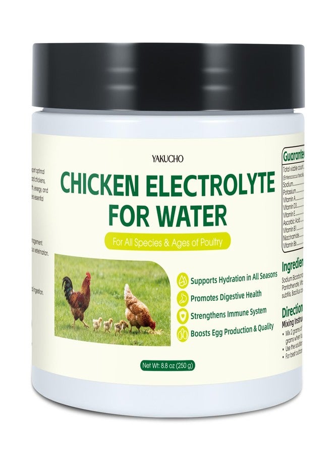 Yakucho Chicken Electrolytes, Vitamins & Probiotics – Poultry Supplement for Hydration, Immunity & Gut Health – for Chickens, Ducks, Turkeys – 8.8oz Powder – All Ages Formula - Image 1