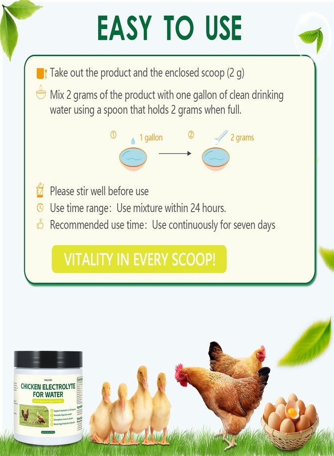 Yakucho Chicken Electrolytes, Vitamins & Probiotics – Poultry Supplement for Hydration, Immunity & Gut Health – for Chickens, Ducks, Turkeys – 8.8oz Powder – All Ages Formula - Image 5