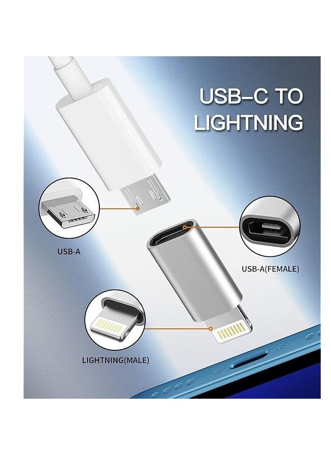 Generic - Micro USB to Lightning Adapter（2 PCS）Fast Charging Data Transmission Converter Micro USB Female Cable to Lightning Male Connector Compatible for Iphone 13 12 11 Pro Max Mini Xr Xs X 8 7 6 Ipad - Image 1