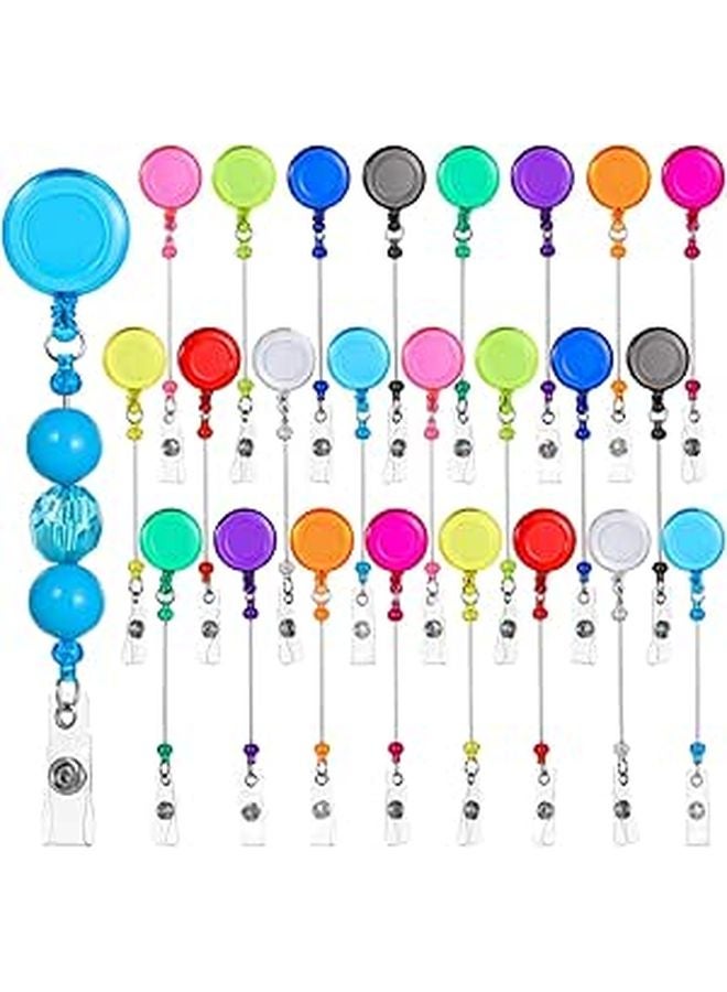 24 Pcs Retractable Badge Reels With Metal Clips For DIY Projects Nurses Teachers - Image 1