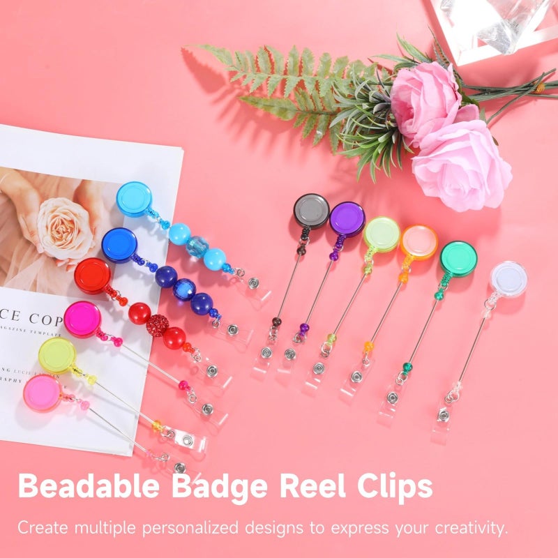 24 Pcs Retractable Badge Reels With Metal Clips For DIY Projects Nurses Teachers - Image 4