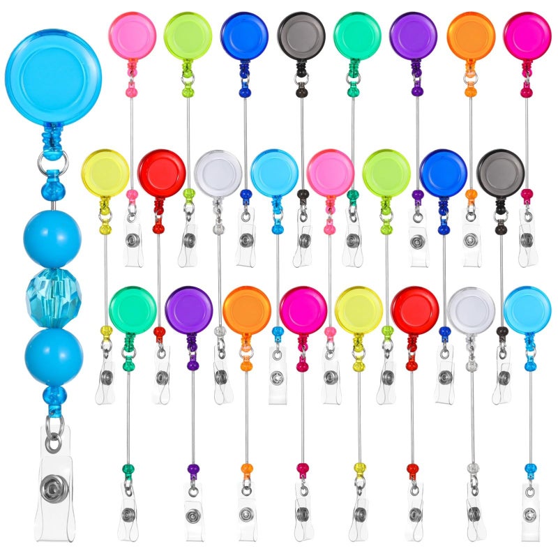 24 Pcs Retractable Badge Reels With Metal Clips For DIY Projects Nurses Teachers - Image 2
