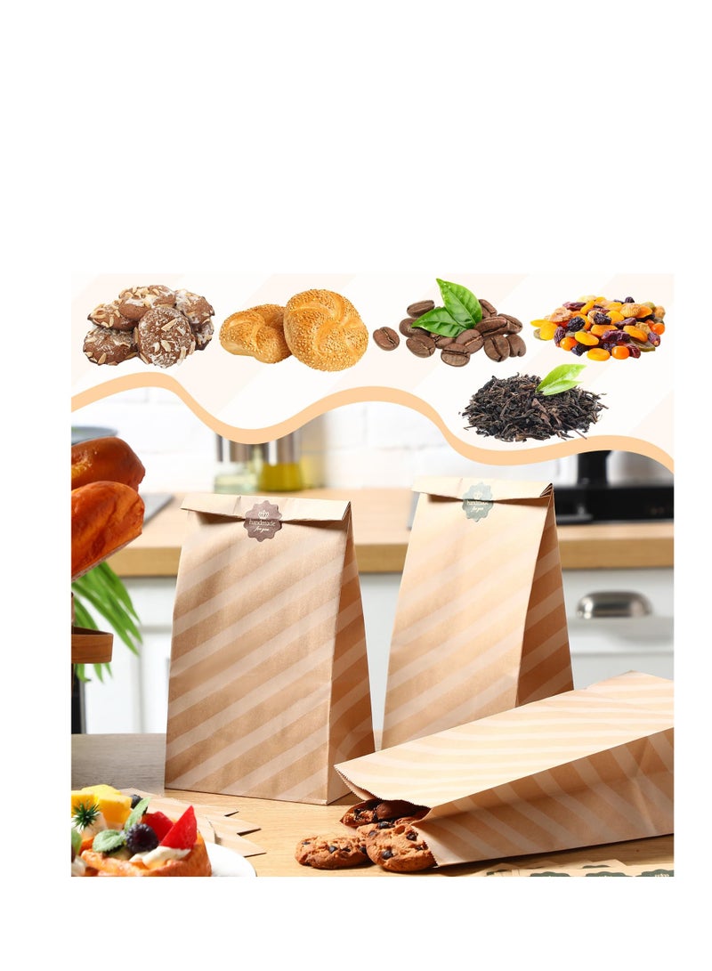 SYOSI أكياس غداء ورقية بكميات كبيرة، 50 قطعة 4.5 أرطال أكياس ورقية بنية، أكياس غداء ورقية مع ملصقات، أكياس وجبات خفيفة، أكياس خبز كرافت، أكياس ساندويتش، أكياس تسوق، للغداء، وجبة خفيفة، الحفلات ساندويتش التغليف - Image 5