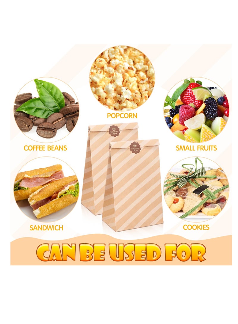SYOSI أكياس غداء ورقية بكميات كبيرة، 50 قطعة 4.5 أرطال أكياس ورقية بنية، أكياس غداء ورقية مع ملصقات، أكياس وجبات خفيفة، أكياس خبز كرافت، أكياس ساندويتش، أكياس تسوق، للغداء، وجبة خفيفة، الحفلات ساندويتش التغليف - Image 3