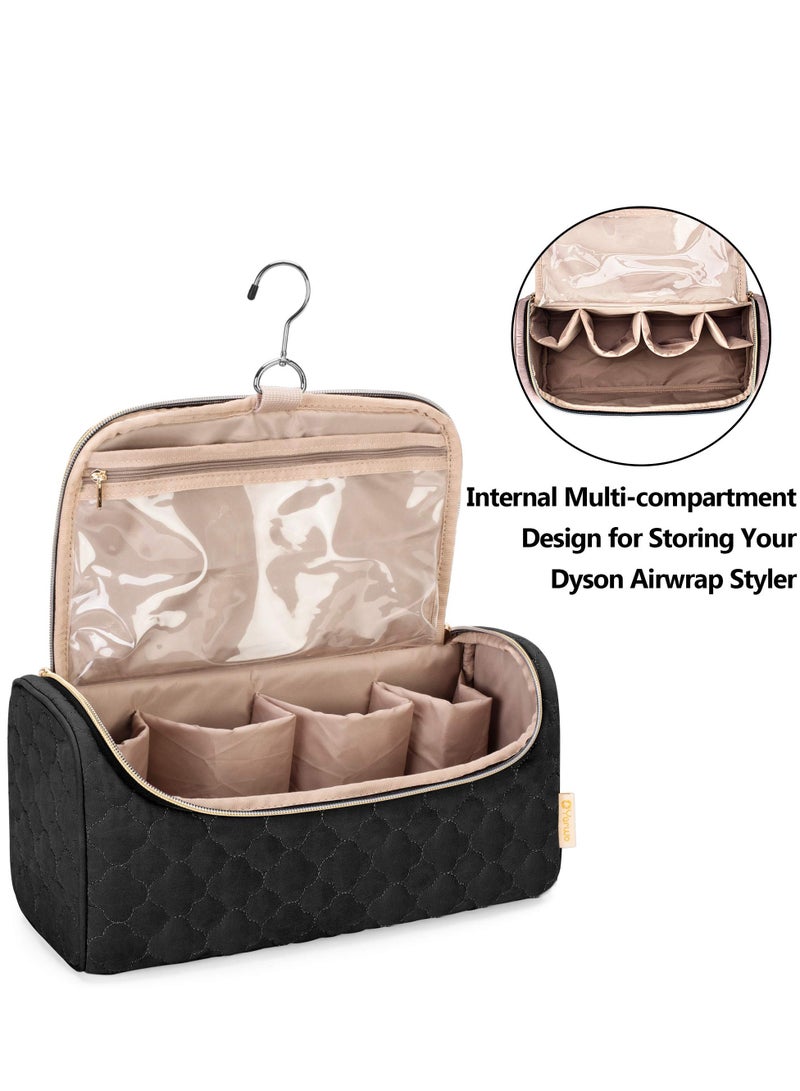 Travel Case for Dyson Airwrap Complete Styler and Attachments - Portable Storage Bag with Hanging Hook for Hair Curler Accessories (Black) - Image 4