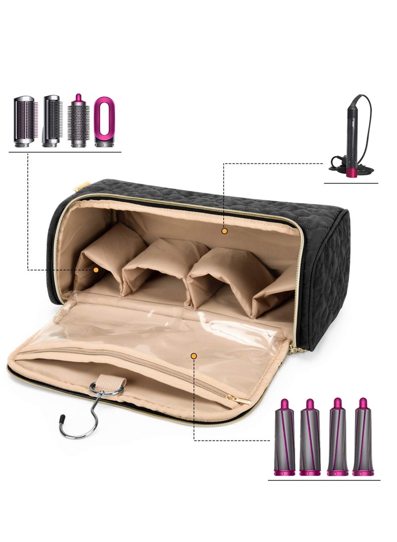 Travel Case for Dyson Airwrap Complete Styler and Attachments - Portable Storage Bag with Hanging Hook for Hair Curler Accessories (Black) - Image 5