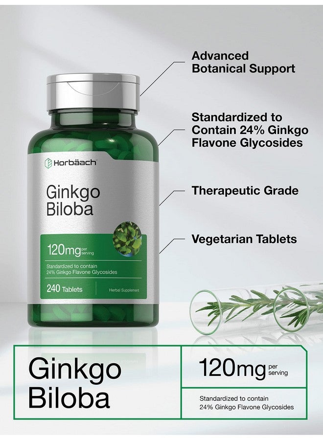 Horbäach Ginkgo Biloba Supplement | 120mg | 240 Tablets | Standardized Herbal Extract | Flavone Glycosides | Vegetarian, Non-GMO, and Gluten Free - Image 3
