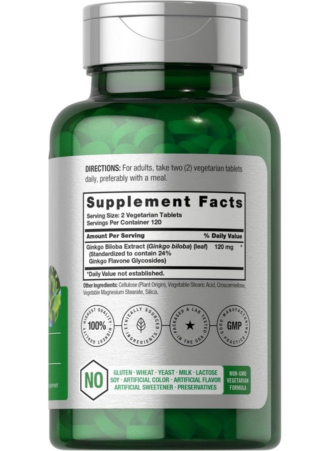 Horbäach Ginkgo Biloba Supplement | 120mg | 240 Tablets | Standardized Herbal Extract | Flavone Glycosides | Vegetarian, Non-GMO, and Gluten Free - Image 2