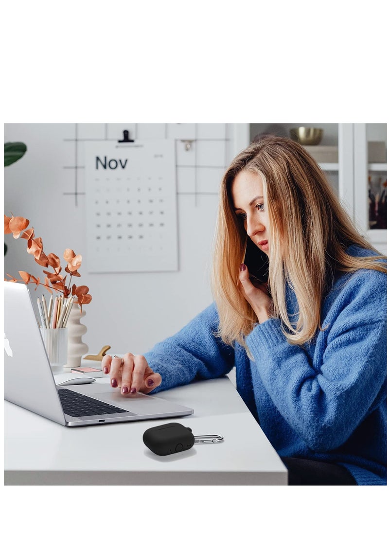 ماركة غير محددة - غطاء حافظة AirPods Pro 2 2 وحافظة AirPods Pro للنساء والرجال، حافظة حماية ناعمة من السيليكون لسماعات AirPods Pro الجيل الثاني 2022 و AirPods Pro 1 2019 مع سلسلة مفاتيح أمامية LED مرئية باللون الأسود - Image 1