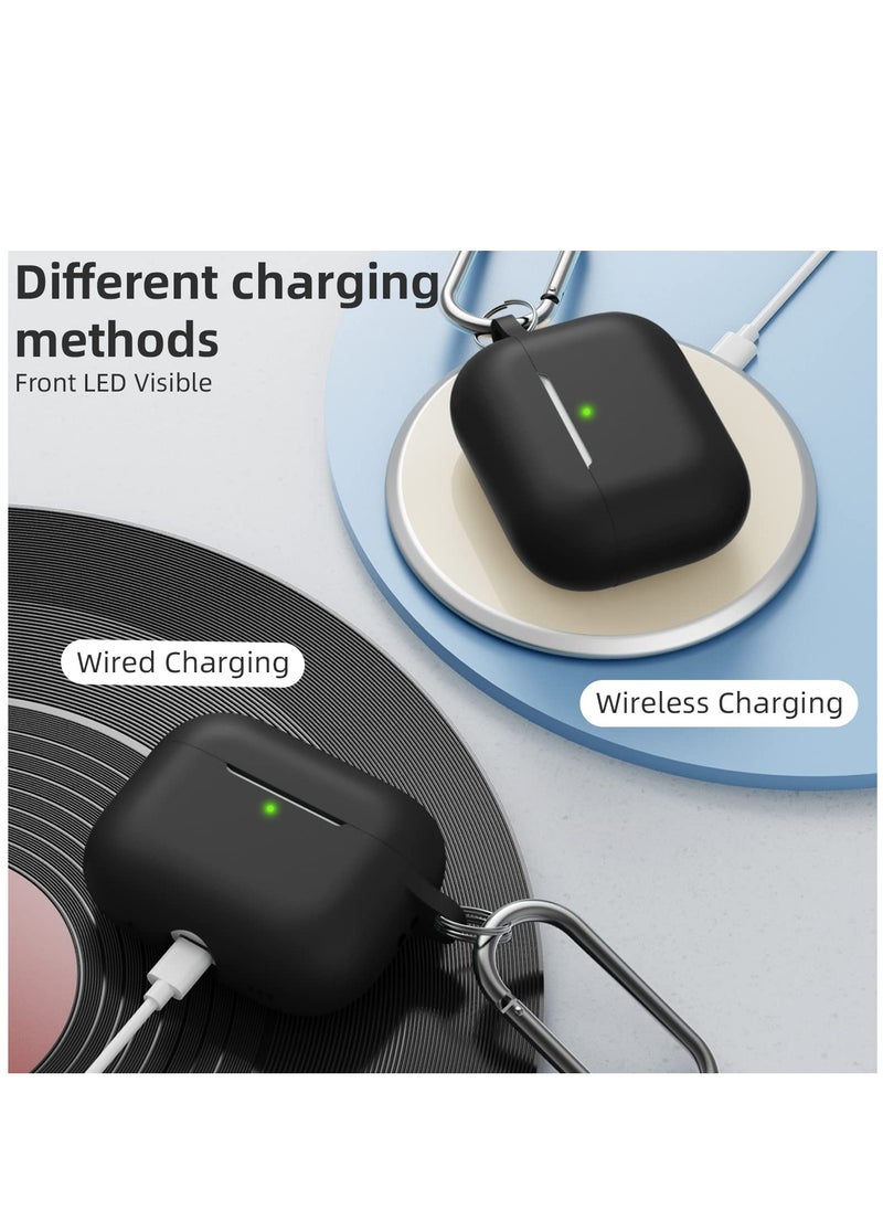 ماركة غير محددة غطاء حافظة AirPods Pro 2 2 وحافظة AirPods Pro للنساء والرجال، حافظة حماية ناعمة من السيليكون لسماعات AirPods Pro الجيل الثاني 2022 و AirPods Pro 1 2019 مع سلسلة مفاتيح أمامية LED مرئية باللون الأسود  - Image 4