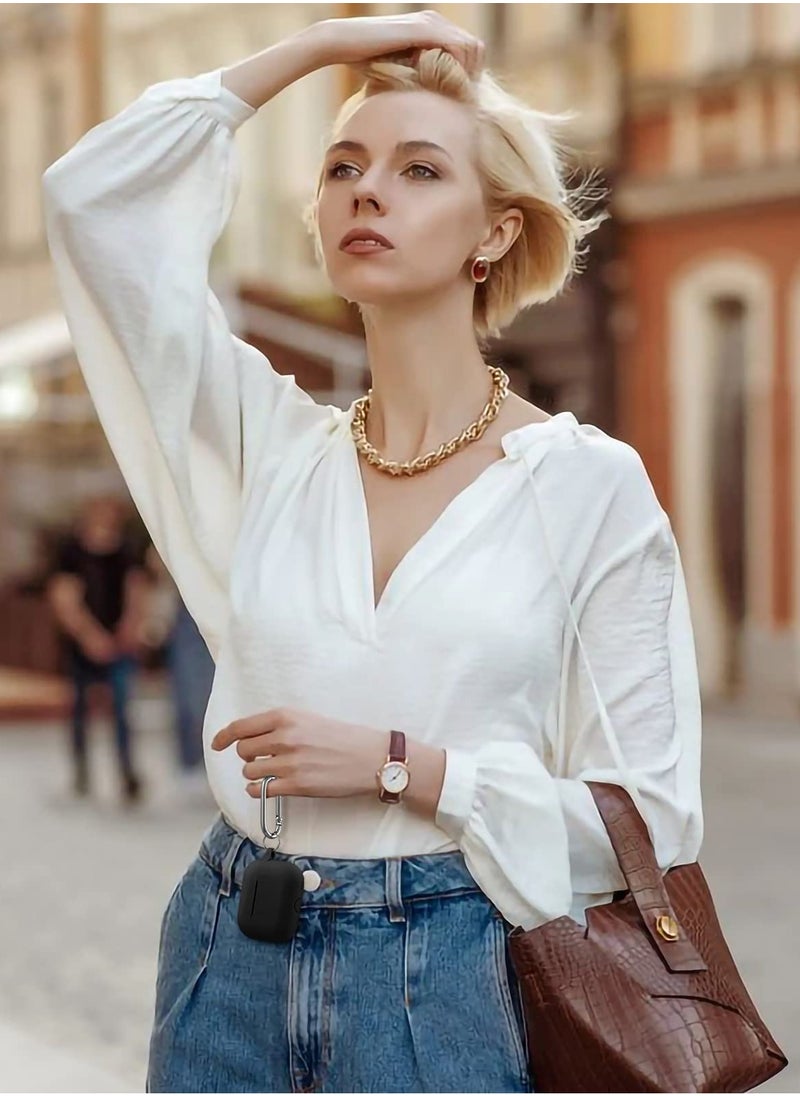 ماركة غير محددة - غطاء حافظة AirPods Pro 2 2 وحافظة AirPods Pro للنساء والرجال، حافظة حماية ناعمة من السيليكون لسماعات AirPods Pro الجيل الثاني 2022 و AirPods Pro 1 2019 مع سلسلة مفاتيح أمامية LED مرئية باللون الأسود - Image 1