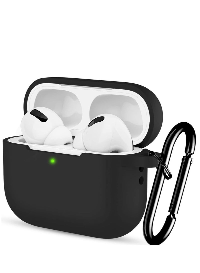 غطاء حافظة AirPods Pro 2 2 وحافظة AirPods Pro للنساء والرجال، حافظة حماية ناعمة من السيليكون لسماعات AirPods Pro الجيل الثاني 2022 و AirPods Pro 1 2019 مع سلسلة مفاتيح أمامية LED مرئية باللون الأسود - Image 1