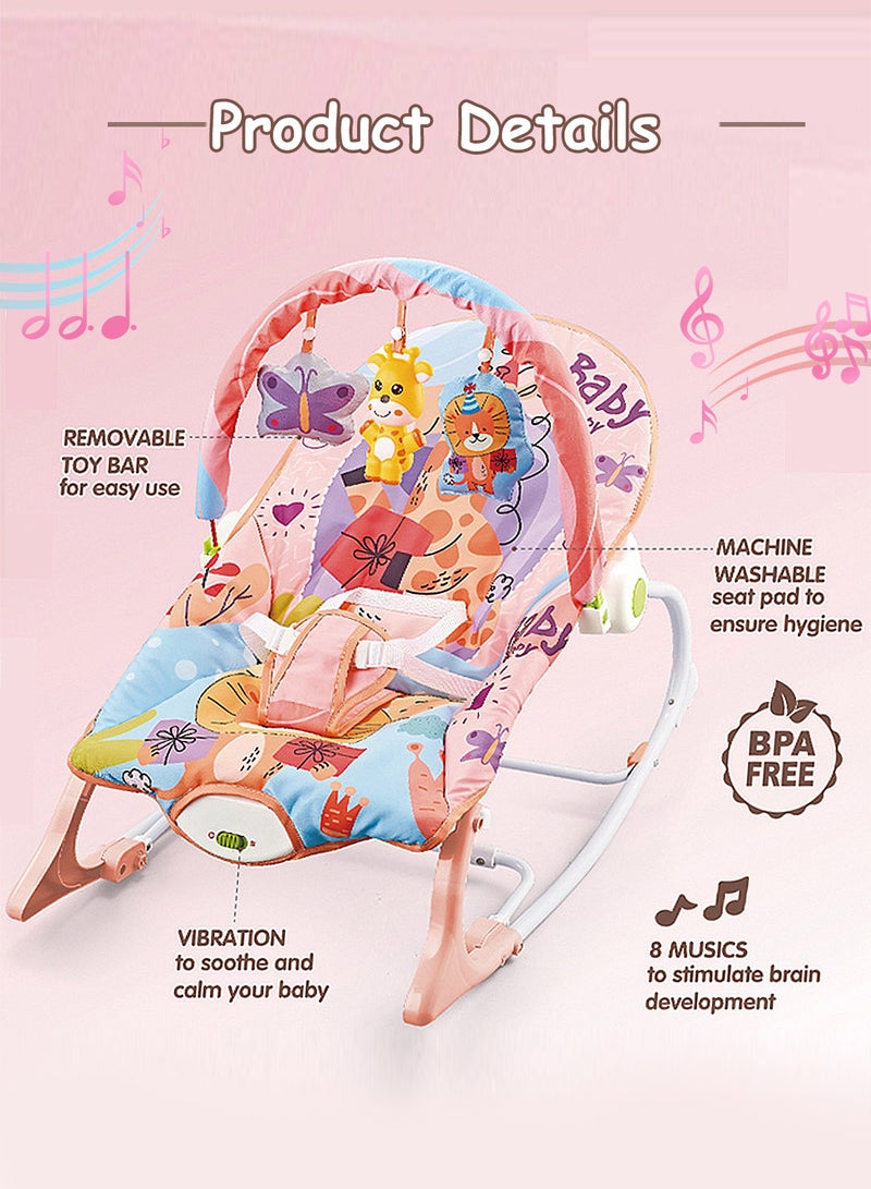 MaBaby Multifunctional Baby Rocker, Music Vibration Baby Swing, Rocking Chair With Adjustable Backrest And Toy Pendant - Image 2
