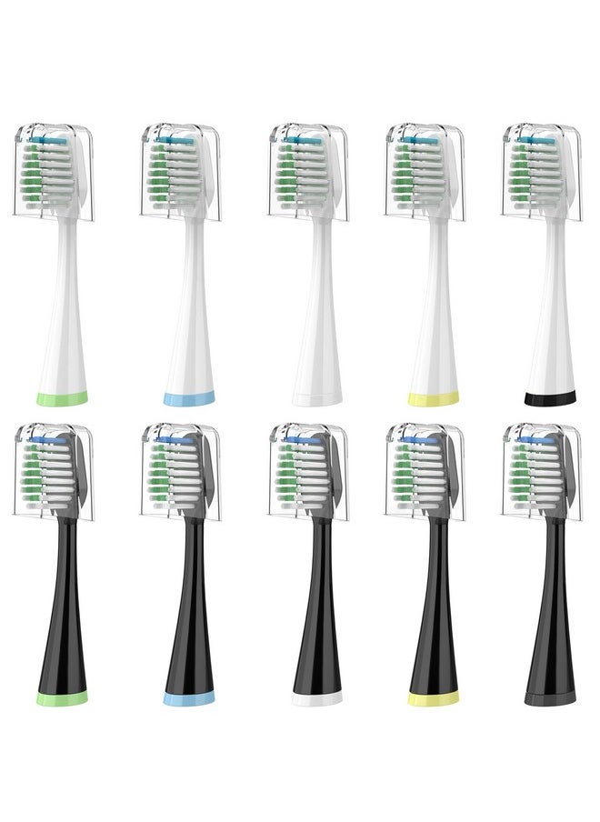 Fremouth Replacement Toothbrush Heads for AquaSonic Duo Series, 5 White & 5 Black Brush Heads with Covers  - Image 1