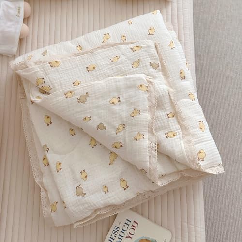 BuLuTu Baby Toddler Muslin Blanket Crib Baby Quilts Cot Comforter Nursery Bed Throw Blanket Toddler Quilt Blanket Soft Breathable Super Cute Duck Pattern 47x59 Inch15 Pounds - Image 3
