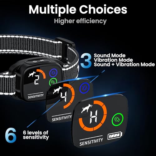 PatteSage Dog Bark Collar, Rechargeable Smart Collar Set of 2, Anti-Bark Collar for Small Medium Large Dogs,Bark Collar with 6 Adjustable Sensitivity, 3 Mode Beep/Vibration/Beep&Vibration,Waterproof IP67(Black) - Image 3