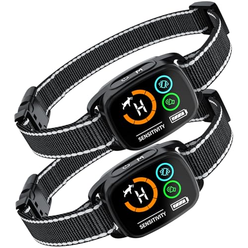 PatteSage Dog Bark Collar, Rechargeable Smart Collar Set of 2, Anti-Bark Collar for Small Medium Large Dogs,Bark Collar with 6 Adjustable Sensitivity, 3 Mode Beep/Vibration/Beep&Vibration,Waterproof IP67(Black) - Image 1