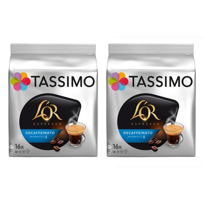 2 x Tassimo Lor Espresso Decaffeinated Decaf Coffee 16 Discs/Servings (Total 32 Servings)