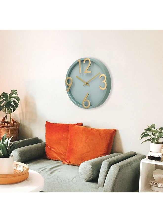 DANUBE HOME Cambridge Minimalist Mint Wall Clock Sleek And Modern Design Perfect For Home Office Bedroom Lliving Room Kitchen Decor 30X30X4.5Cm Green - Image 1