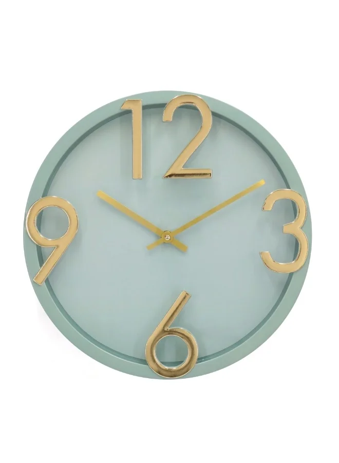 DANUBE HOME Cambridge Minimalist Mint Wall Clock Sleek And Modern Design Perfect For Home Office Bedroom Lliving Room Kitchen Decor 30X30X4.5Cm Green